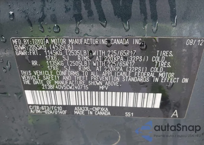 2T3BF4DV5CW240715: 44431907