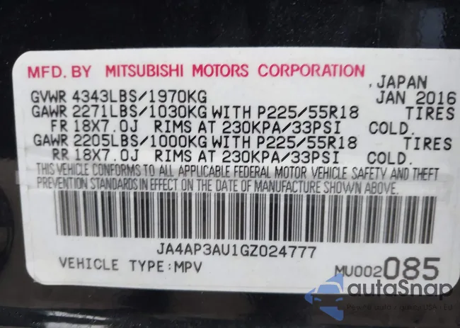 JA4AP3AU1GZ024777: 44432188