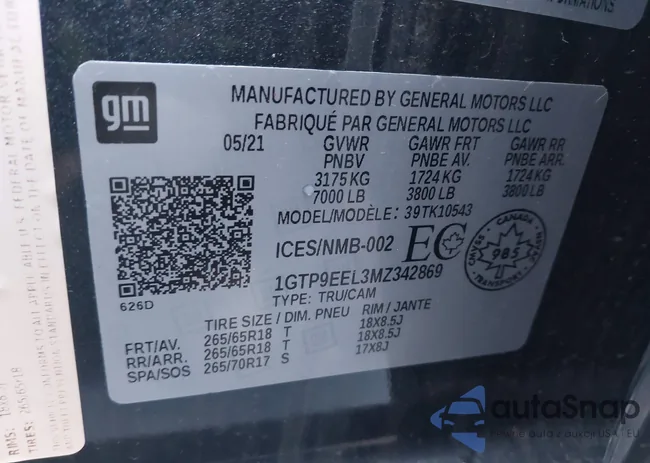 1GTP9EEL3MZ342869: 44432230