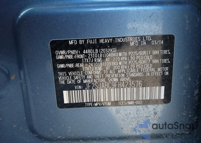 JF2SJABC9FH423576: 44432307