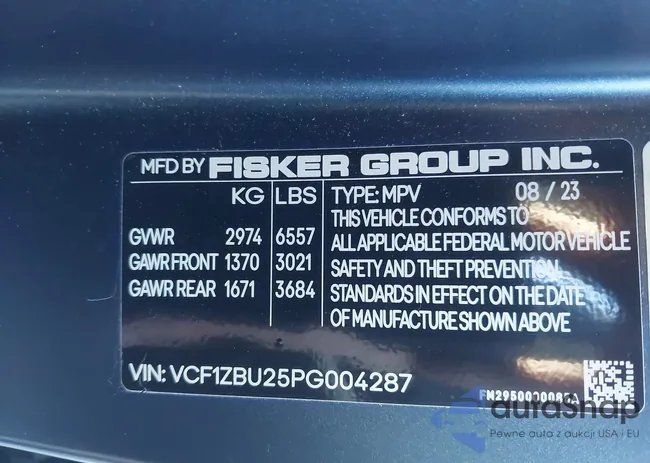 VCF1ZBU25PG004287: 44432338