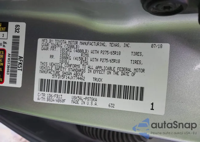 5TFDY5F14JX774462: 44432340