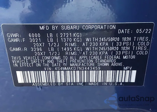 4S4WMAKD7N3443459: 44432357