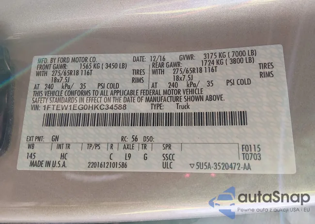 1FTEW1EG0HKC34588: 44431453