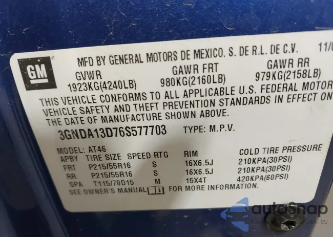 3GNDA13D76S577703: 44431649