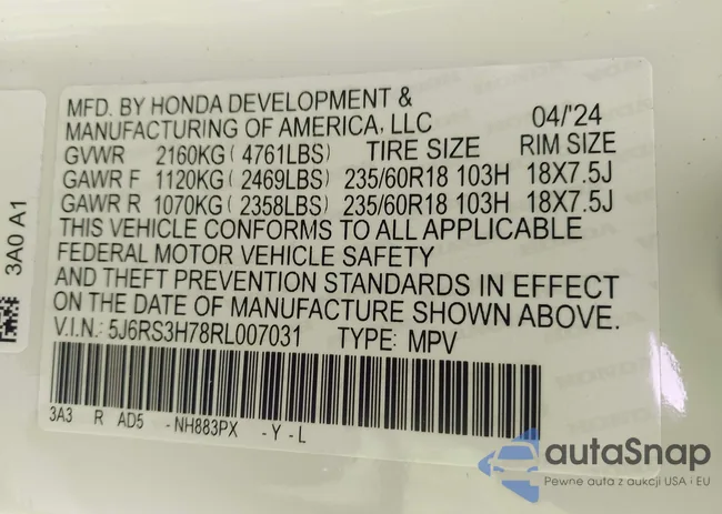 5J6RS3H78RL007031: 44432937