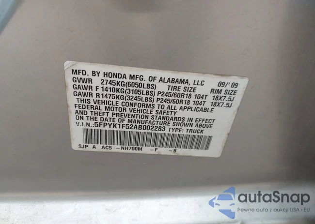 5FPYK1F52AB002283: 44432956