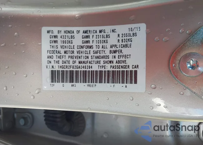 1HGCR2F82GA046284: 44433207