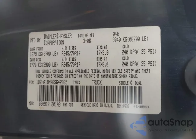 1D7HA18N76S642935: 44433217