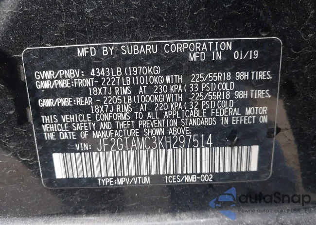 JF2GTAMC3KH297514: 44433285