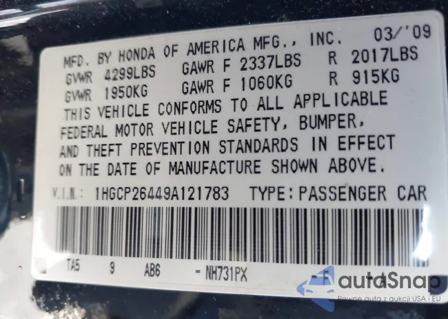 1HGCP26449A121783: 44432599