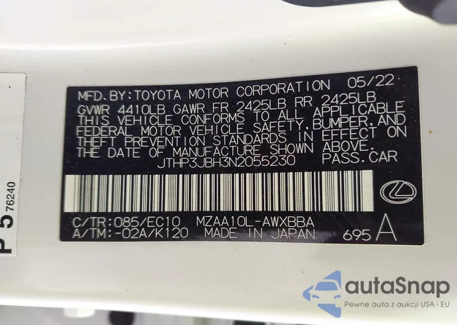 JTHP3JBH3N2055230: 44432677