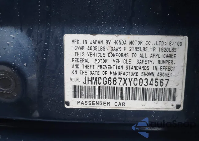 JHMCG667XYC034567: 44432703