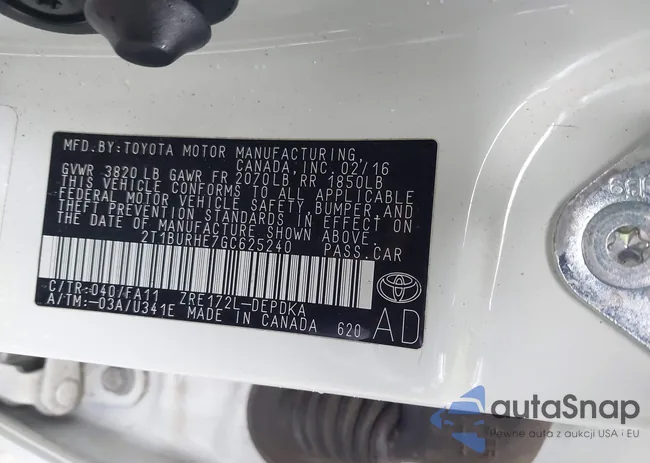 2T1BURHE7GC625240: 44433779