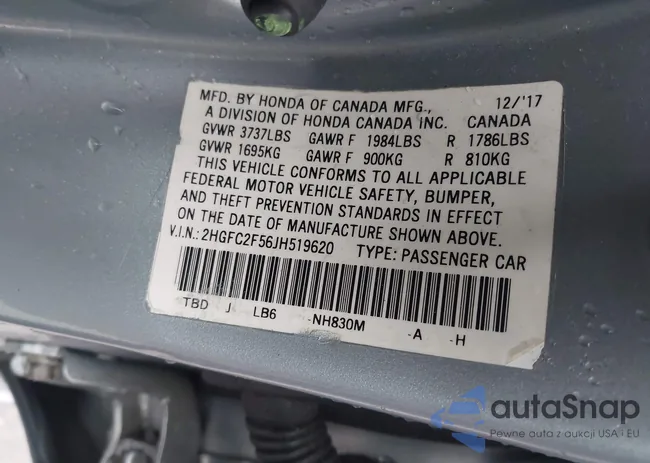 2HGFC2F56JH519620: 44433876