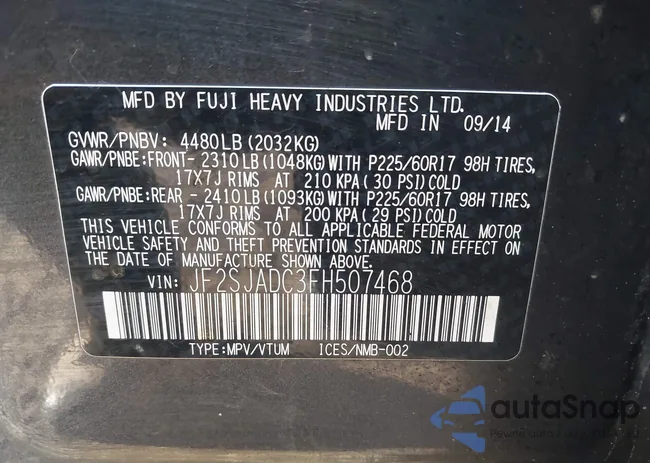 JF2SJADC3FH507468: 44433931
