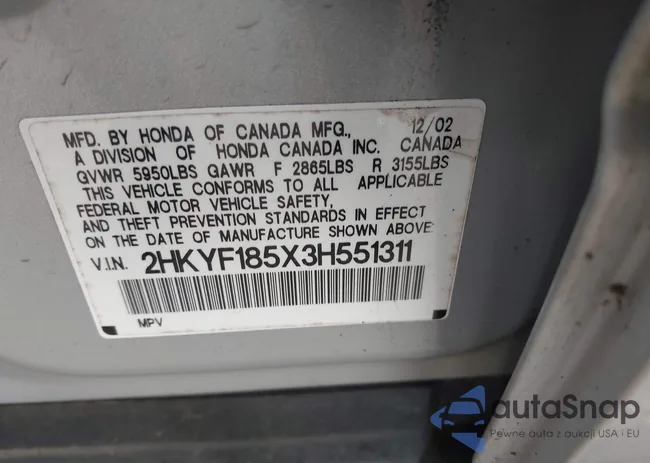 2HKYF185X3H551311: 44433972