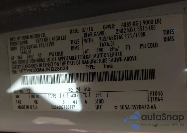 1FTYR3XM4JKB28024: 44434030