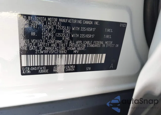 2T3W1RFV5PC218442: 44434097