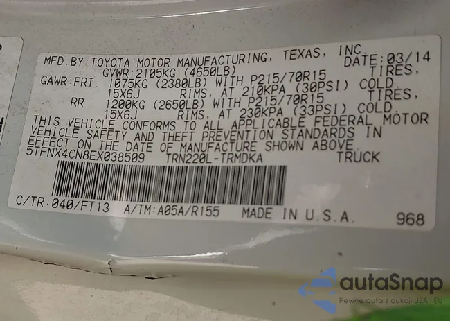 5TFNX4CN8EX038509: 44434258