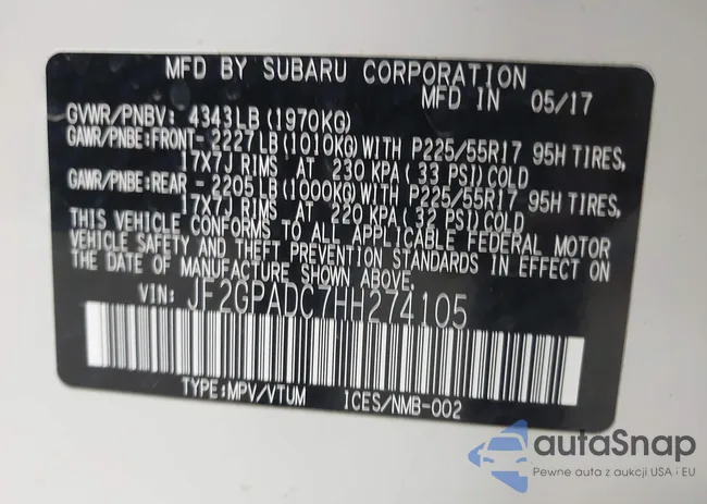 JF2GPADC7HH274105: 44434342