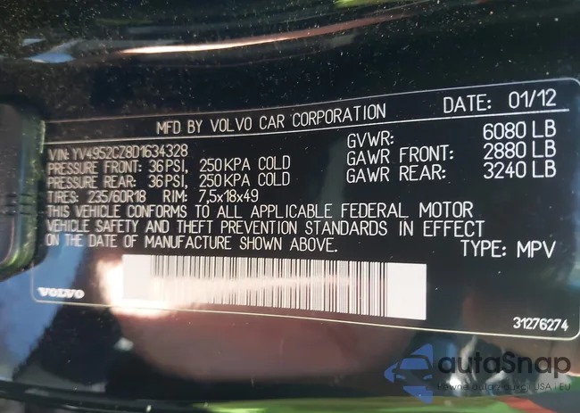 YV4952CZ8D1634328: 44433382