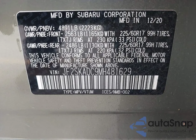 JF2SKADC9MH481629: 44433483