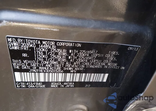 JTMZFREV3D5015356: 44433511