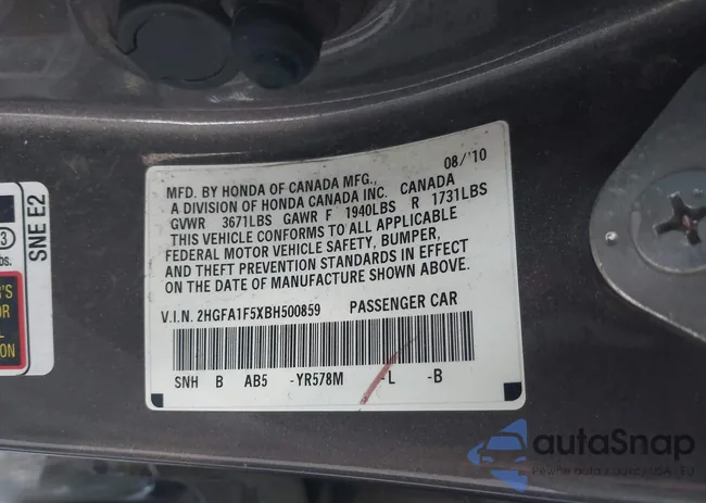 2HGFA1F5XBH500859: 44433663