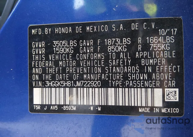 3HGGK5H81JM722920: 44433697