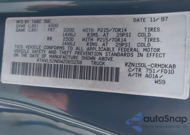 4TAVL52N6WZ065258: 44433713