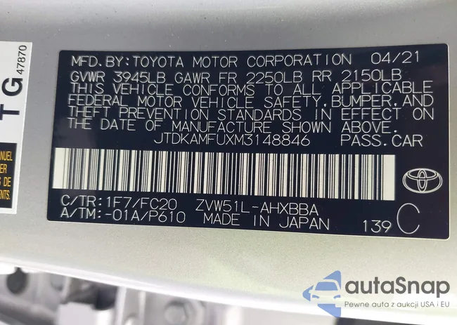 JTDKAMFUXM3148846: 44433742