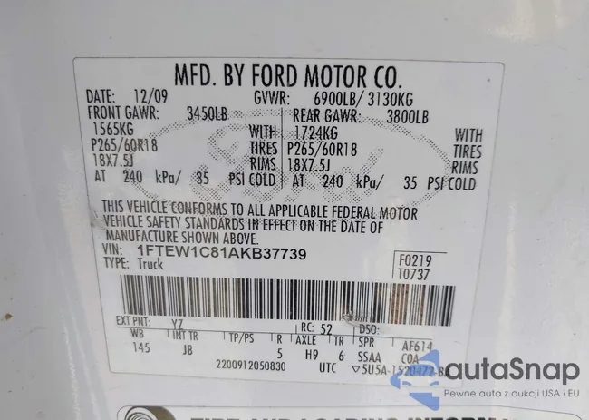 1FTEW1C81AKB37739: 44433743