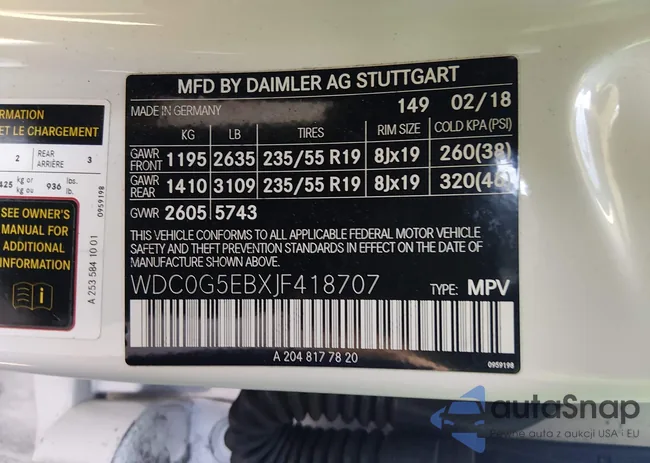 WDC0G5EBXJF418707: 44435320