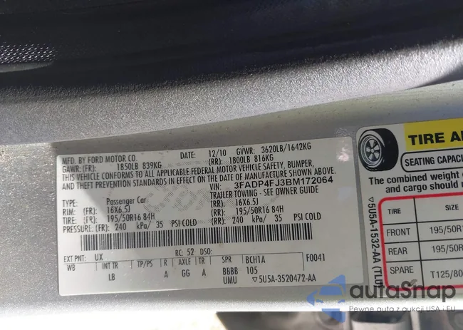 3FADP4FJ3BM172064: 44434530