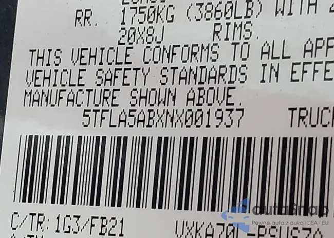 5TFLA5ABXNX001937: 44434548