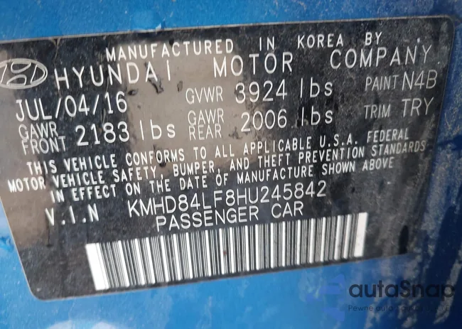 KMHD84LF8HU245842: 44434565