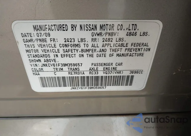 JNKCV61F39M359657: 44434577