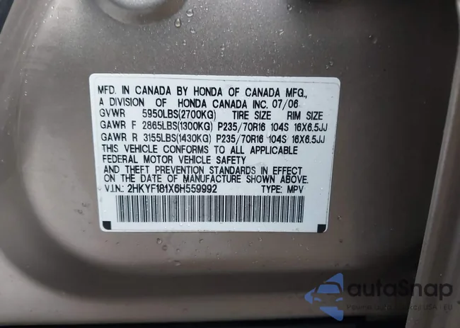 2HKYF181X6H559992: 44434672