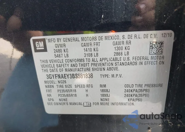 3GYFNAEY3BS581838: 44434678