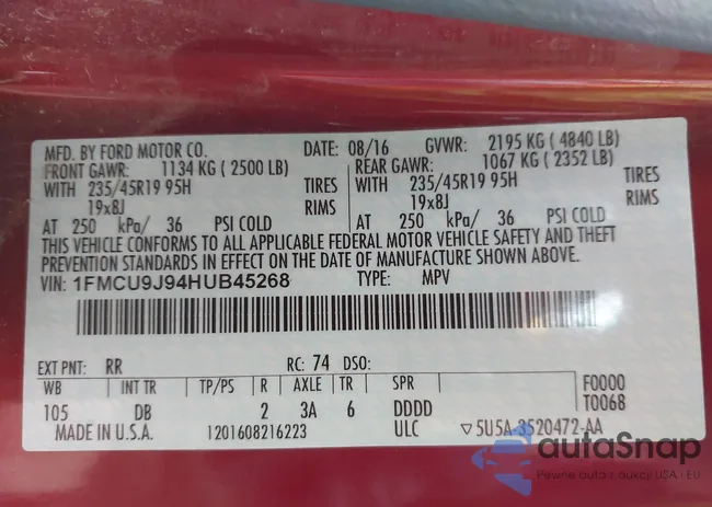 1FMCU9J94HUB45268: 44434683