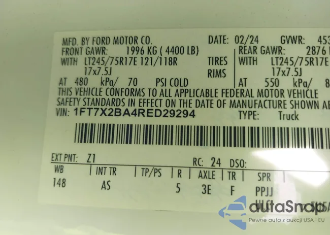 1FT7X2BA4RED29294: 44435973