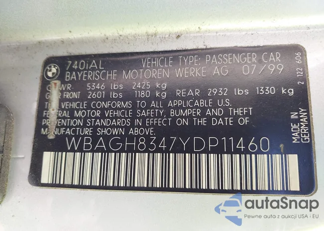 WBAGH8347YDP11460: 44436003