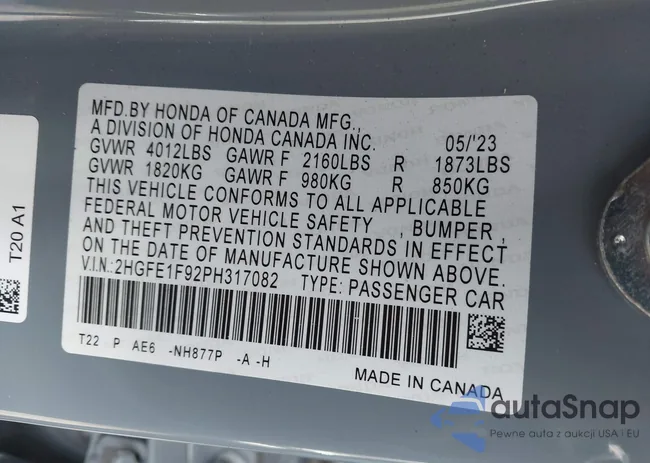 2HGFE1F92PH317082: 44436028