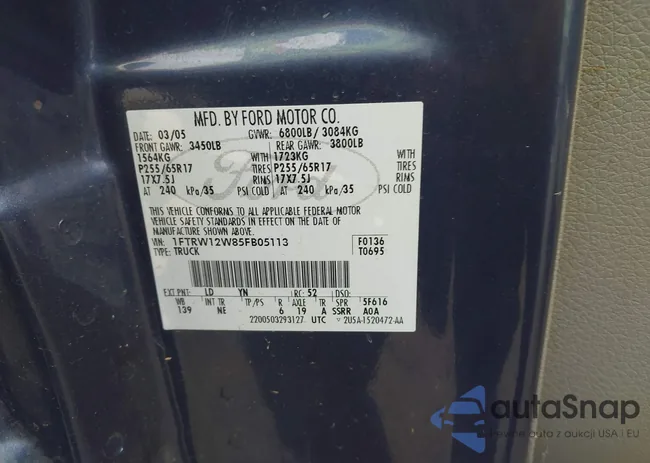 1FTRW12W85FB05113: 44436085