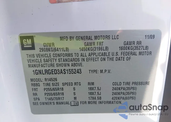 1GNLRGED3AS155243: 44436205