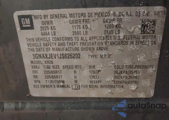 3GNAXJEV1JS626202: 44436340