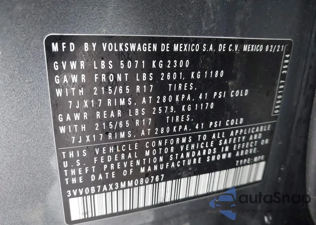 3VV0B7AX3MM080767: 44435377