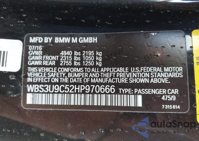 WBS3U9C52HP970666: 44435476