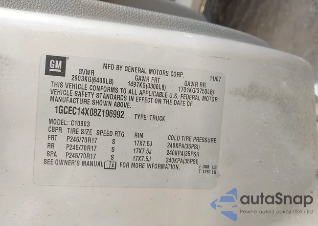 1GCEC14X08Z196992: 44435655